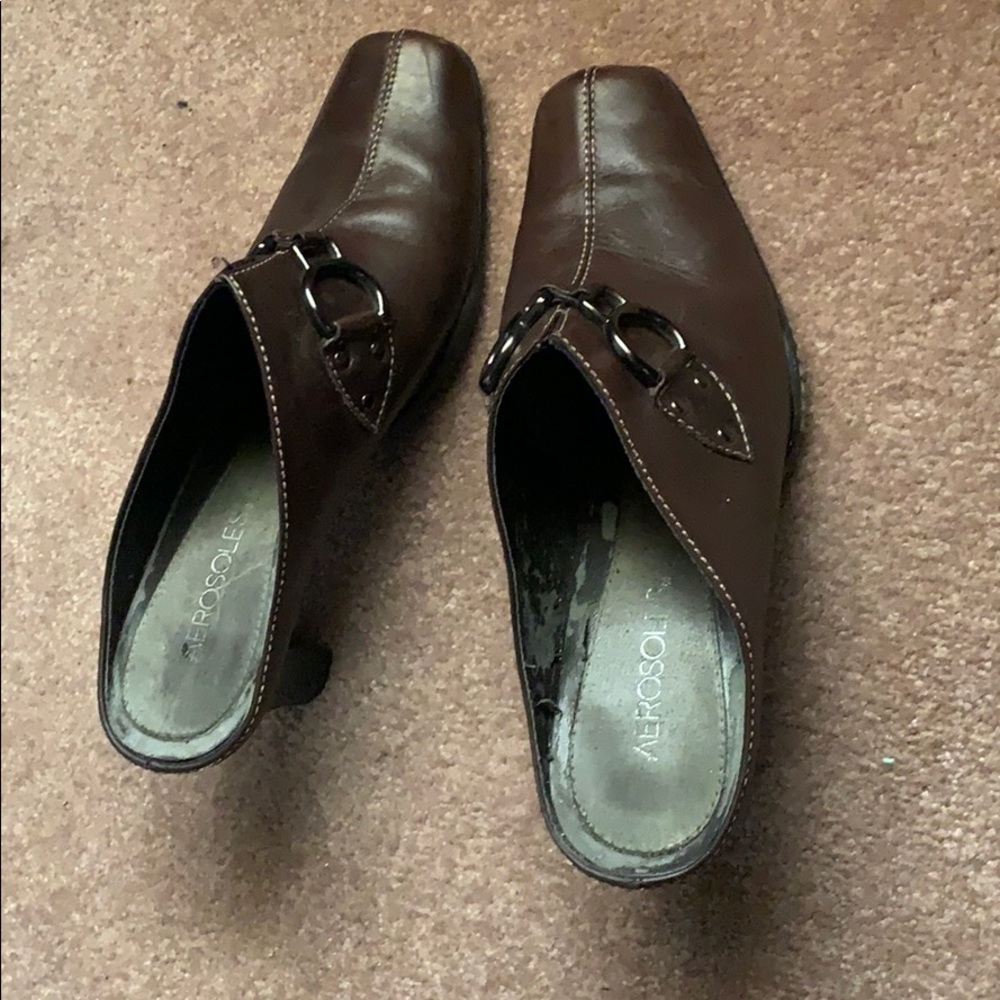 ✨ Brown Aerosoles Slip-on Mule Heel